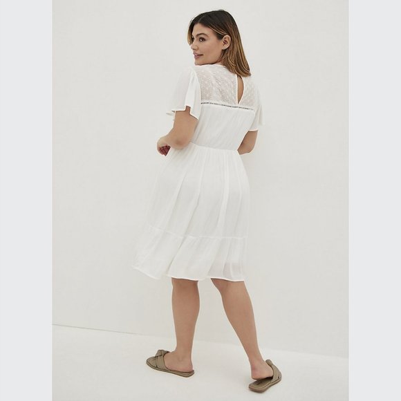 Torrid Flutter Skater Dress - Gauze & Lace White - Picture 2 of 5